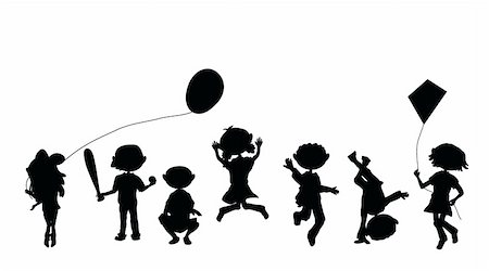 silhouettes cartoon kids for party, occasions and others Stock Photo - Budget Royalty-Free & Subscription, Code: 400-06200063