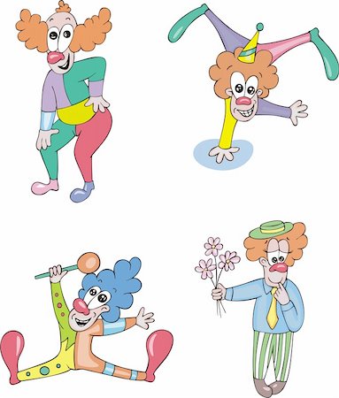 simsearch:400-06200072,k - Funny and happy clowns. Set of color vector illustrations. Stock Photo - Budget Royalty-Free & Subscription, Code: 400-06200074