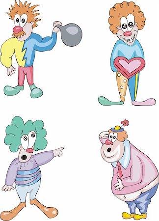 simsearch:400-06200072,k - Funny and happy clowns. Set of color vector illustrations. Stock Photo - Budget Royalty-Free & Subscription, Code: 400-06200075