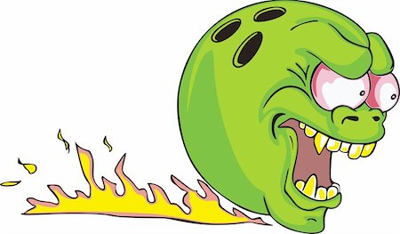 Green bowling ball with flame. Color vector illustration. Stock Photo - Budget Royalty-Free & Subscription, Code: 400-06200076