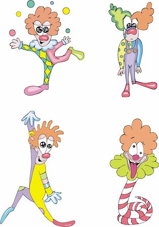 simsearch:400-06200072,k - Funny and happy clowns. Set of color vector illustrations. Stock Photo - Budget Royalty-Free & Subscription, Code: 400-06200073