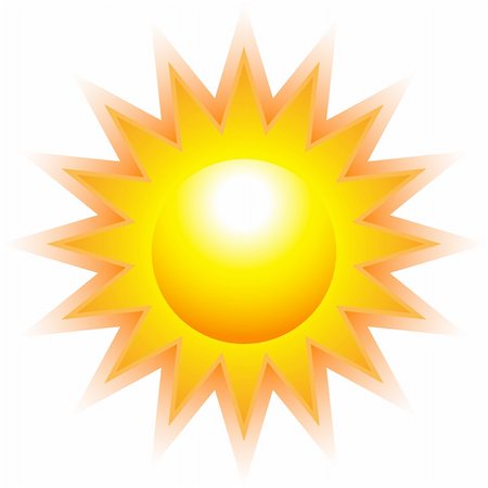 simsearch:400-06069285,k - Burning sun with rays isolated on white background. Vector illustration Stock Photo - Budget Royalty-Free & Subscription, Code: 400-06200089