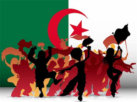 football team celebration - Vector - Algeria Sport Fan Crowd with Flag Photographie de stock - Aubaine LD & Abonnement, Code: 400-06200124