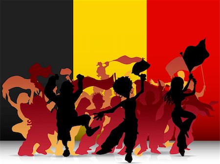 simsearch:400-06200146,k - Vector - Belgium Sport Fan Crowd with Flag Fotografie stock - Microstock e Abbonamento, Codice: 400-06200127