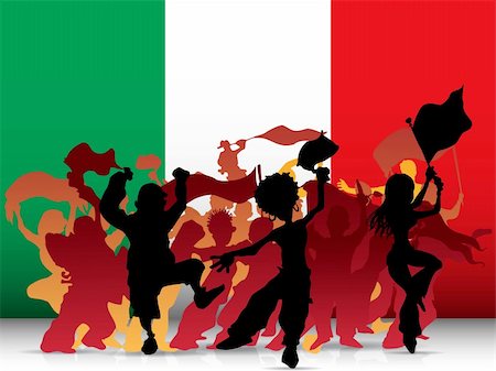 simsearch:400-05221423,k - Vector - Italy Sport Fan Crowd with Flag Foto de stock - Super Valor sin royalties y Suscripción, Código: 400-06200147