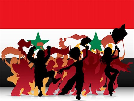 simsearch:400-09097931,k - Vector - Syria Sport Fan Crowd with Flag Fotografie stock - Microstock e Abbonamento, Codice: 400-06200159