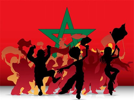 Vector - Morocco Sport Fan Crowd with Flag Stock Photo - Budget Royalty-Free & Subscription, Code: 400-06200150