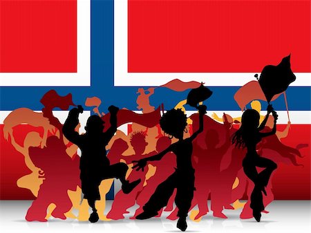 simsearch:400-06200146,k - Vector - Norway Sport Fan Crowd with Flag Fotografie stock - Microstock e Abbonamento, Codice: 400-06200153