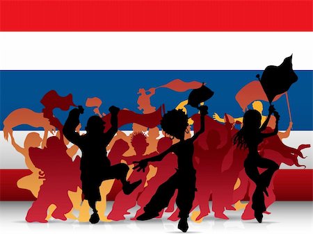 simsearch:400-09097930,k - Vector - Thailand Sport Fan Crowd with Flag Photographie de stock - Aubaine LD & Abonnement, Code: 400-06200160