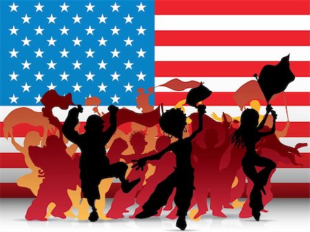 Vector - USA Sport Fan Crowd with Flag Stock Photo - Budget Royalty-Free & Subscription, Code: 400-06200163