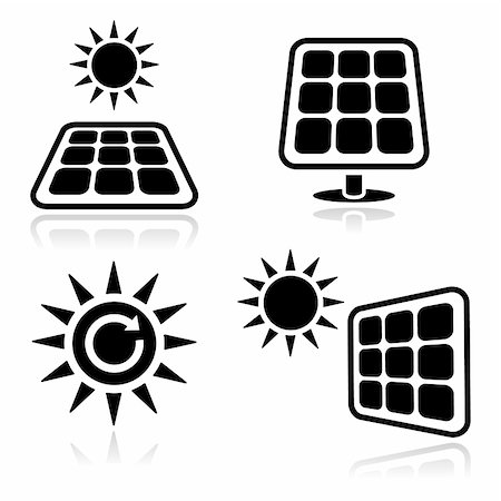 resources of electricity - Glossy icons - eco energy, solar panels. Stock Photo - Budget Royalty-Free & Subscription, Code: 400-06200179