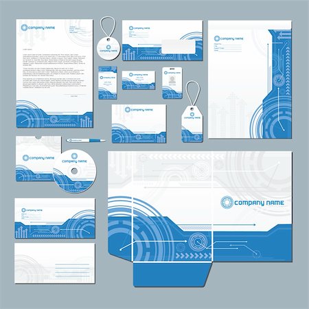 Stationery set with modern technology inspired background. Stock Photo - Budget Royalty-Free & Subscription, Code: 400-06200242