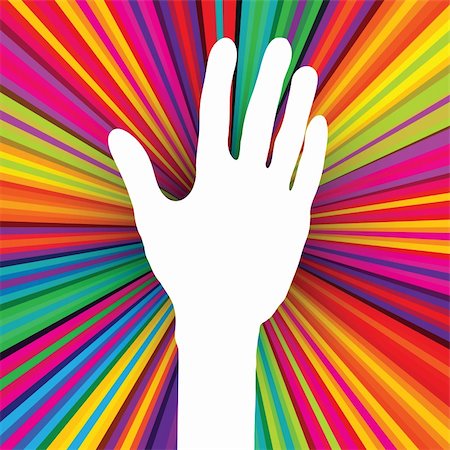 Hand silhouette on psychedelic colored abstract background. Vector, EPS 10 Stock Photo - Budget Royalty-Free & Subscription, Code: 400-06200253