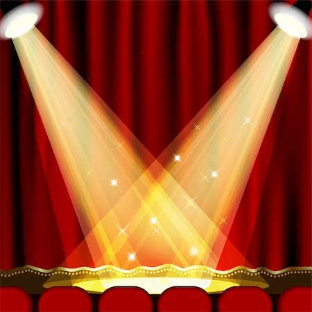 projector in class - Theater stage  with red curtain. Clipping Mask. Mesh. EPS10 Stock Photo - Budget Royalty-Free & Subscription, Code: 400-06200308