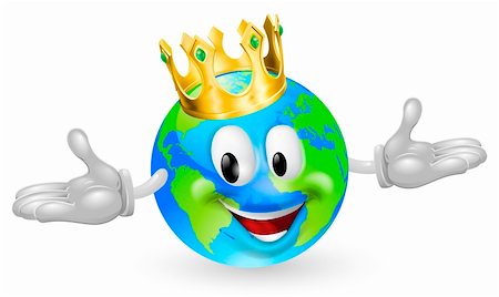 Illustration of a cute happy king of the world mascot man wearing a gold crown Stock Photo - Budget Royalty-Free & Subscription, Code: 400-06200365