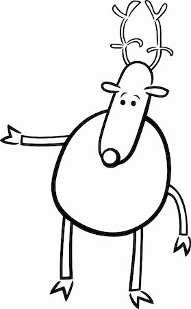 simsearch:400-06101888,k - cartoon doodle illustration of cute horned deer for coloring book Foto de stock - Super Valor sin royalties y Suscripción, Código: 400-06200444