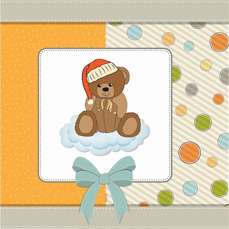 baby greeting card with sleepy teddy bear Stock Photo - Budget Royalty-Free & Subscription, Code: 400-06200508