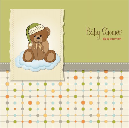 baby greeting card with sleepy teddy bear Stock Photo - Budget Royalty-Free & Subscription, Code: 400-06200514