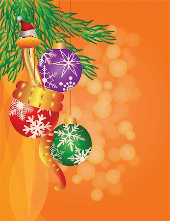 simsearch:400-07218423,k - Happy New Year Chinese Snake on Christmas Tree Ornaments with Snowflakes Pattern Illustration Stockbilder - Microstock & Abonnement, Bildnummer: 400-06200640