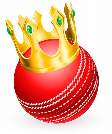 simsearch:400-06199998,k - King of cricket concept, a cricket ball wearing a gold crown Foto de stock - Royalty-Free Super Valor e Assinatura, Número: 400-06200711