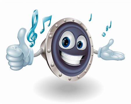 simsearch:400-05927885,k - A happy speaker mascot giving a thumbs up with musical notes Stock Photo - Budget Royalty-Free & Subscription, Code: 400-06200713