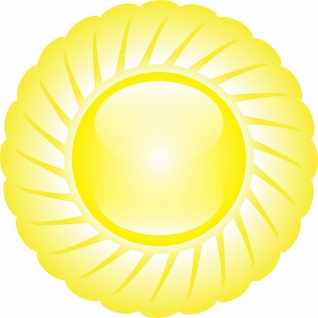 simsearch:400-06069285,k - Yellow glossy shining sun isolated on white background. Vector illustration Stock Photo - Budget Royalty-Free & Subscription, Code: 400-06200741