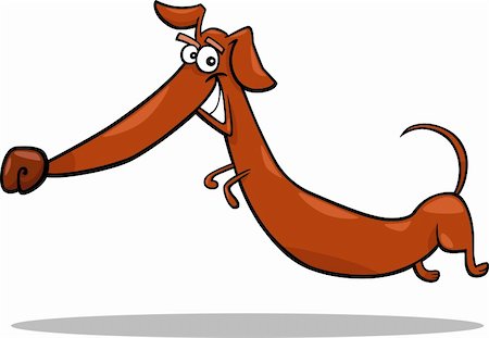 cartoon illustration of happy jumping dachshund dog Stock Photo - Budget Royalty-Free & Subscription, Code: 400-06200754