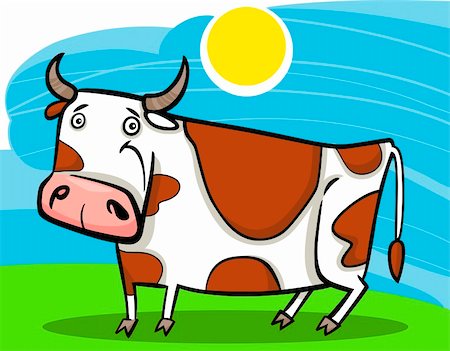 cartoon illustration of cute spotted farm cow Foto de stock - Super Valor sin royalties y Suscripción, Código: 400-06200752