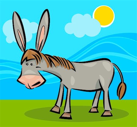 cartoon illustration of cute gray farm donkey Foto de stock - Super Valor sin royalties y Suscripción, Código: 400-06200774