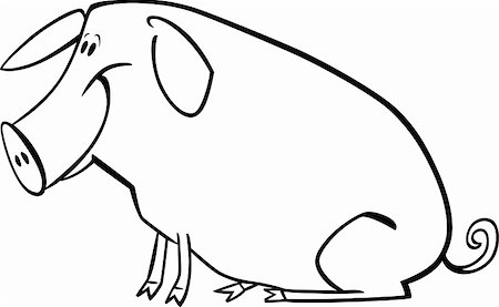 coloring page illustration of funny farm pig Stock Photo - Budget Royalty-Free & Subscription, Code: 400-06200779