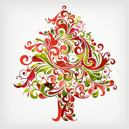 illustration drawing of Christmas tree Fotografie stock - Microstock e Abbonamento, Codice: 400-06200833