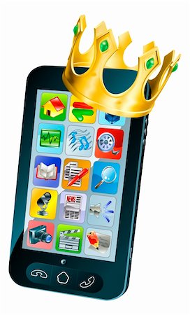 Mobile phone king concept, mobile phone wearing a gold crown Stock Photo - Budget Royalty-Free & Subscription, Code: 400-06200961