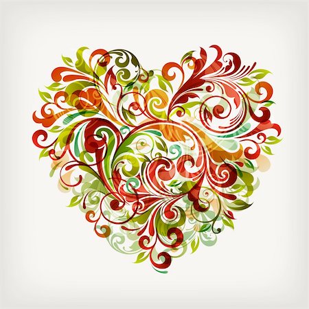 illustration drawing of abstract floral heart Photographie de stock - Aubaine LD & Abonnement, Code: 400-06200992