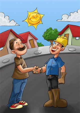 employer and a builder shaking hands after a good job Stock Photo - Budget Royalty-Free & Subscription, Code: 400-06201175