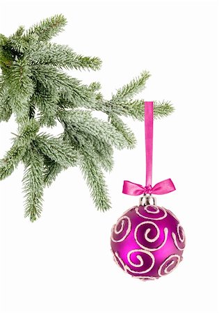 simsearch:400-05177572,k - Christmas ball on the tree isolated on white background Stock Photo - Budget Royalty-Free & Subscription, Code: 400-06201217