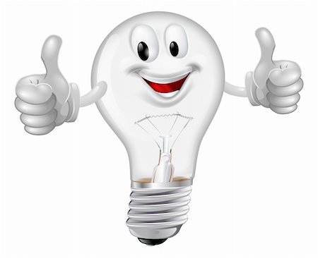 simsearch:400-05927885,k - Illustration of a happy cartoon lightbulb man giving a thumbs up Stock Photo - Budget Royalty-Free & Subscription, Code: 400-06201378