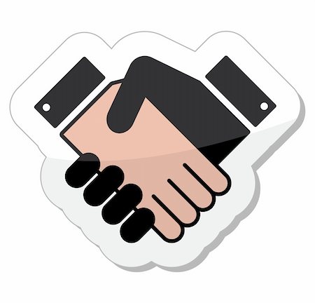 Shiny icon with businessman shaking hands. Agreement, meeting, job offer, signing contract, deal concept. Stock Photo - Budget Royalty-Free & Subscription, Code: 400-06201371