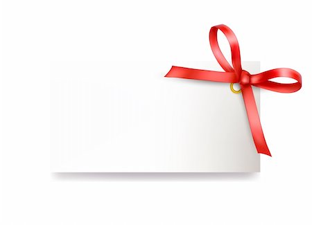 symbol present - Card with red gift bow with ribbons Vector Stock Photo - Budget Royalty-Free & Subscription, Code: 400-06201636