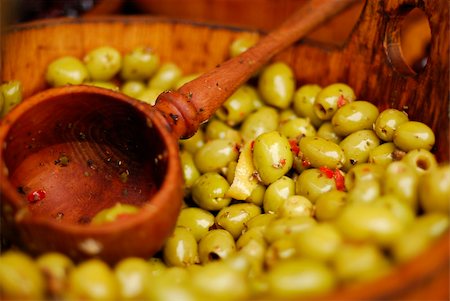 european street food market - Olives being sold at a marketplace in a basket, traditional way Stock Photo - Budget Royalty-Free & Subscription, Code: 400-06201749