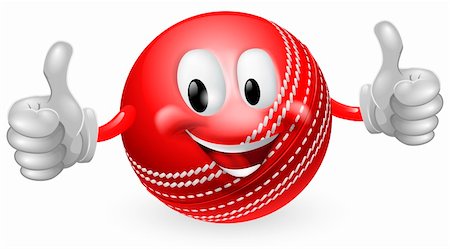 simsearch:400-05927885,k - Illustration of a cute happy cricket ball mascot man smiling and giving a thumbs up Stock Photo - Budget Royalty-Free & Subscription, Code: 400-06201786