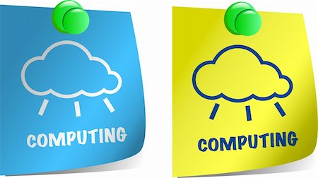 Cloud computing concept. Notepaper with cloud shape and Computing word. Vector illustration Stock Photo - Budget Royalty-Free & Subscription, Code: 400-06202061