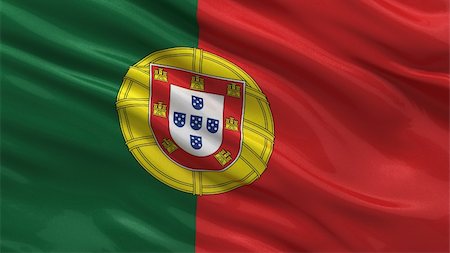 simsearch:400-06202298,k - Flag of Portugal waving in the wind with highly detailed fabric texture Photographie de stock - Aubaine LD & Abonnement, Code: 400-06202304