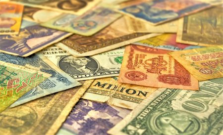 retro banknotes closeup, currencies from around the world Foto de stock - Super Valor sin royalties y Suscripción, Código: 400-06202388