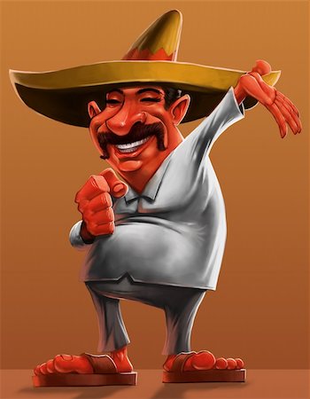 red pepper drawing - traditional mexican with a sombrero and smiling Stock Photo - Budget Royalty-Free & Subscription, Code: 400-06202501