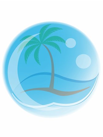tropical palm tree with waves in a bubble Stock Photo - Budget Royalty-Free & Subscription, Code: 400-06202534