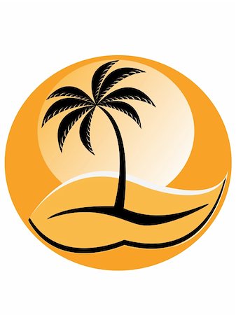 Silhouette of palm tree on orange background – sunset Stock Photo - Budget Royalty-Free & Subscription, Code: 400-06202535