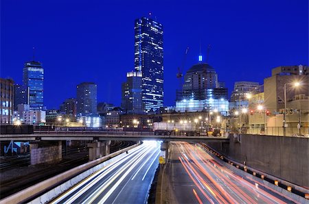 simsearch:400-07419147,k - Boston skyline above the Massachusetts Turnpike Stock Photo - Budget Royalty-Free & Subscription, Code: 400-06202732