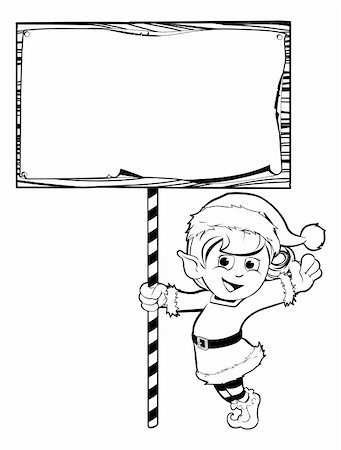 simsearch:400-06099858,k - Happy girl Christmas elf wearing santa hat and holding a sign Stock Photo - Budget Royalty-Free & Subscription, Code: 400-06202837