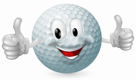 Illustration of a cute happy golf ball mascot man smiling and giving a thumbs up Stock Photo - Budget Royalty-Free & Subscription, Code: 400-06202839