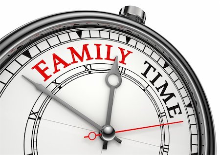 family abstract - family time concept clock closeup isolated on white background with red and black words Stock Photo - Budget Royalty-Free & Subscription, Code: 400-06203049